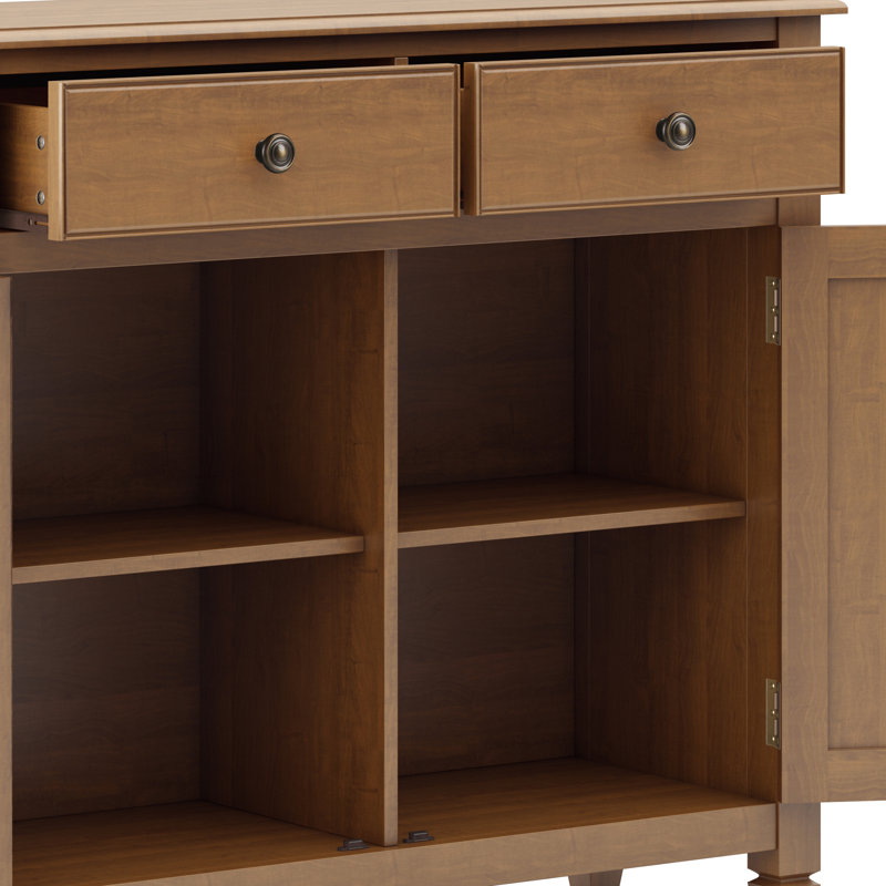 Light Golden Brown Pinewood Freestanding Accent Cabinet