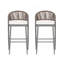 Tabourets de bar d'extérieur à structure en métal à hauteur d'assise 30,25 po avec dossier en forme de feston en rotin PE, ensemble de 2,-1743409349-1743409348
