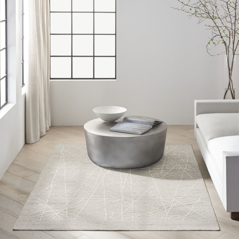 Calvin Klein CK044 Wander 5'3" x 7'3" Grey Modern Indoor Rug, Rectangle 5'3" x 7'3", Ivory