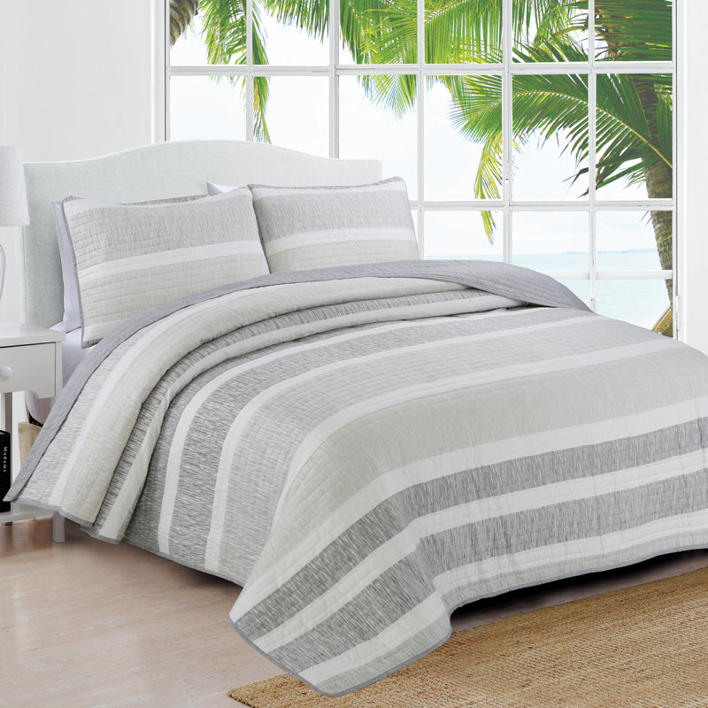 Ensemble de courtepointe réversible Phillips, Courtepointe simple et 1 taie décorative, Gris