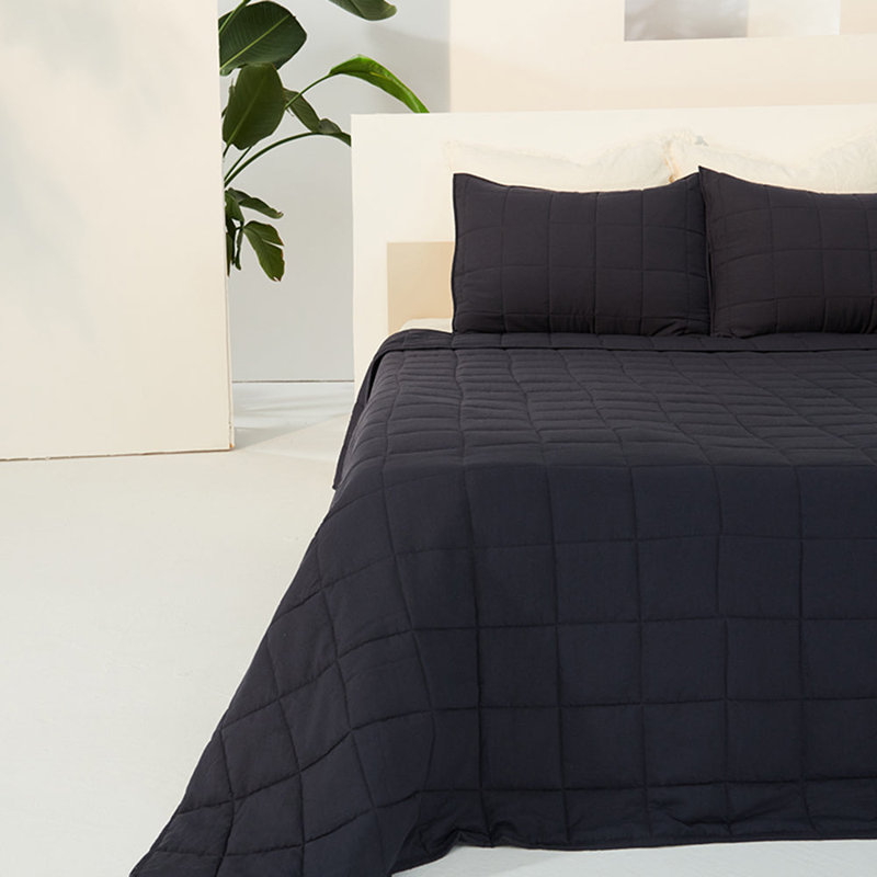 Ensemble de courtepointe en microfibre 3 pièces Mcmakin, Très grand, Gris ardoise