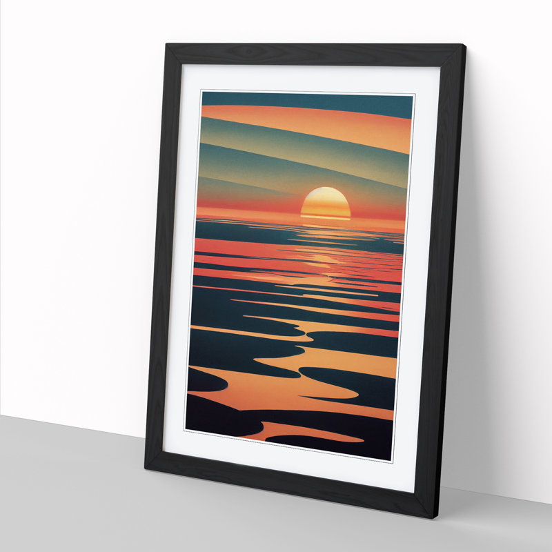 Sunset Scandinavian Vol.2 1 Piece Single Picture Frame Wall Art, 46cm H x 34cm W x 2cm D, Oak