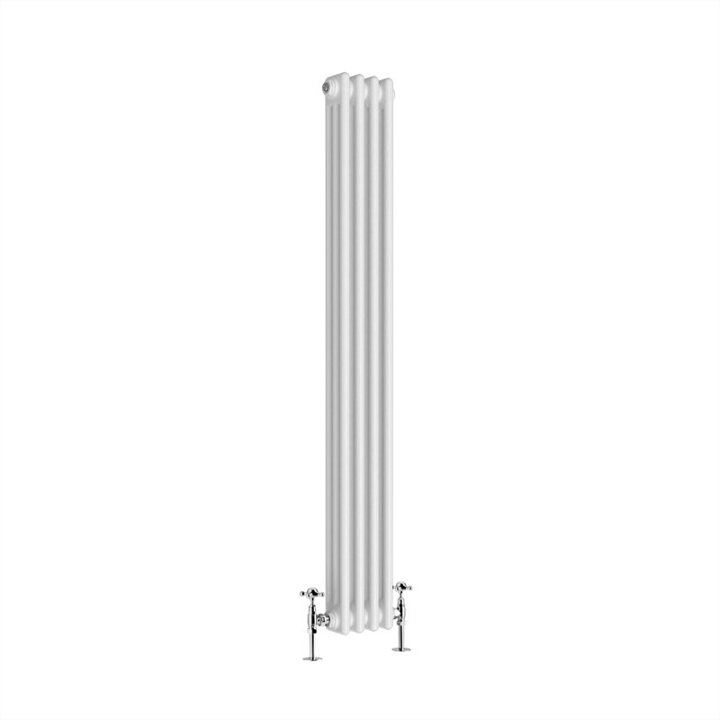 Valery Vertical Traditional 3 Column Cast Iron Style Designer Radiator, White, 150cm H x 20cm W