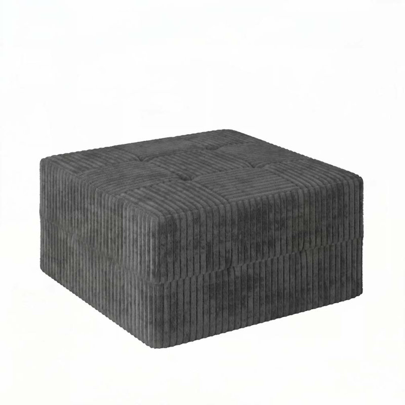 Corduroy Ottoman, Gray