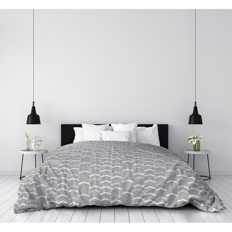Housse de couette simple Rhonda, Housse de couette pour très grand lit, Microfibre, Gris