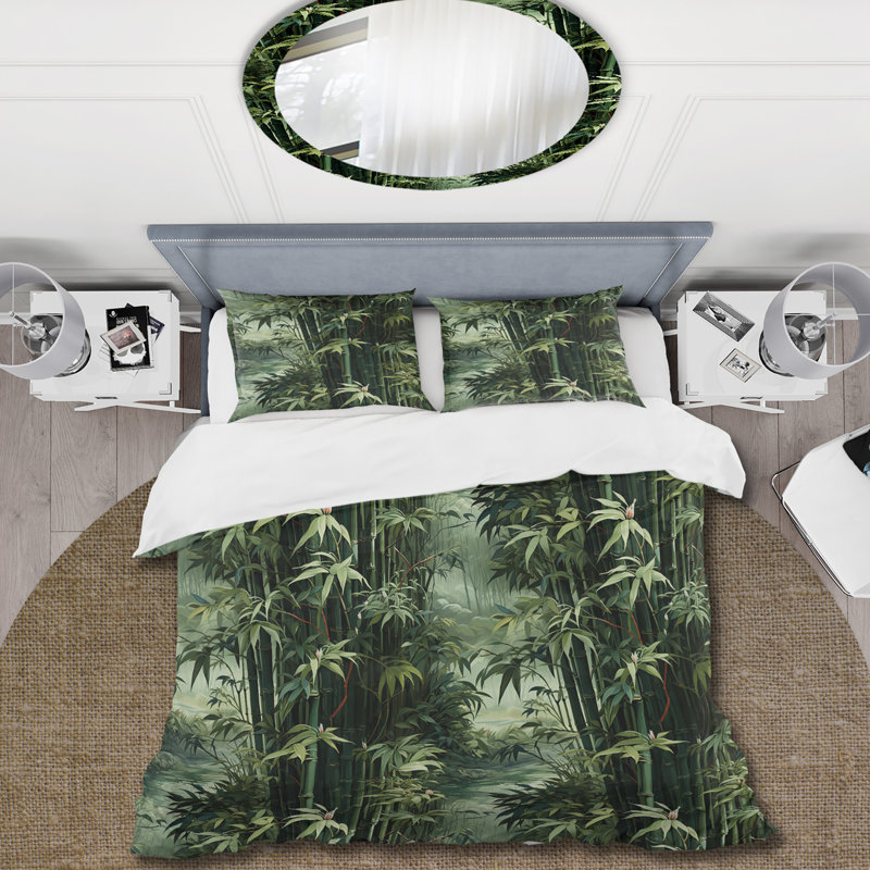 Ensemble de housse de couette oriental Kamarrah Bamboo Forest Allure I - Microfibre de polyester
