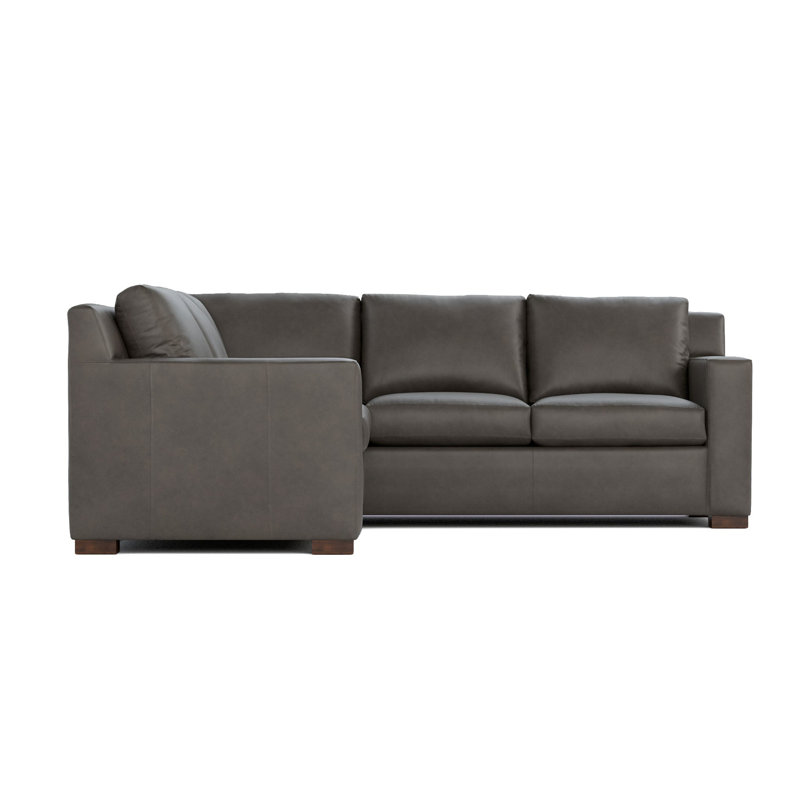 Keene Leather Sectional, Alameda Anthracite Genuine Leather