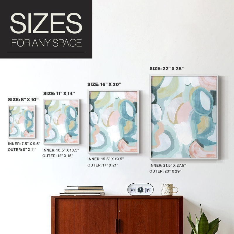«Pastel Garden Abstraction II», reproduction encadrée - bois massif, H 21 po x l 17 po, Blanc