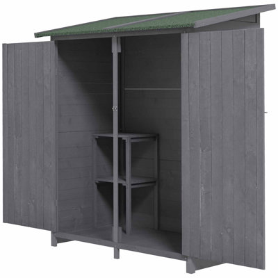 Verdant Rustic Fir Wood Garden Shed With Asphalt Roof And Lockable Door