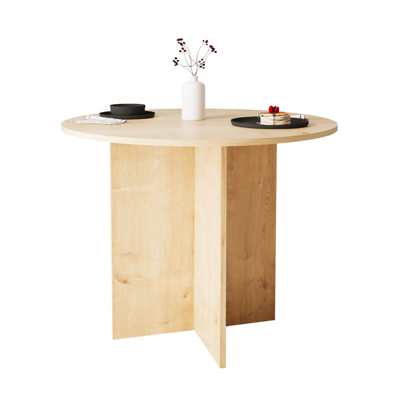 Bimossa Linet 4-Seater Round Dining Table, Modern Scandinavian Kitchen & Living Room Table with Compact Wooden Design, Small Round Table, Ready to Assemble