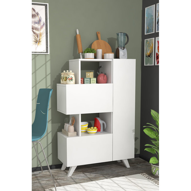 Modern Multi-Purpose Cabinet, White, 31.5 x 47.2 x 12.4 inches | 100% Melamine Coated Particle Board, Thickness: 0.7 inches | Numerous Shelves, Wall-Mountable Design for Stylish Storage & Organization