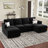 Rafael U Shaped Sofa Set Convertible Large Pull out Sofa Bed Livingroom Sleeper Modular Sectional Couch With Storage Ottoman-101956710