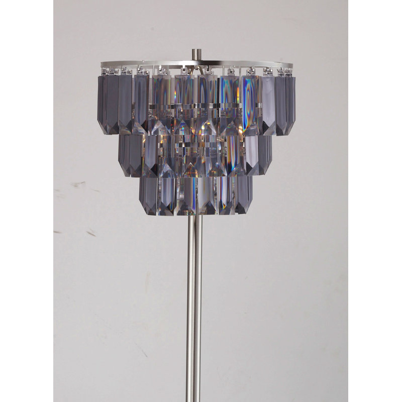 60.5"H Contemporary Crystal Shade Floor Lamp (1Pc/Ctn) (1.25/17.63), Gray