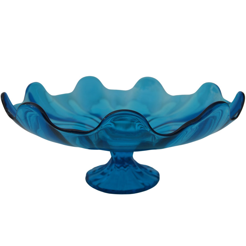 Centre de table Mid-Century en verre soufflé à la main bleu