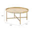 Table basse à plateau rond en chêne et or