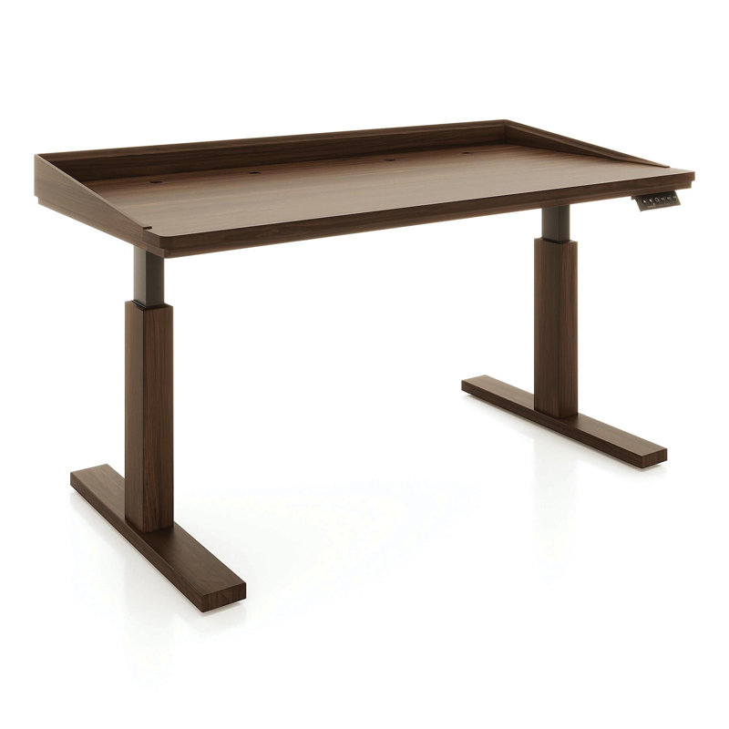 Odin Home Office Solid Wood Standing Desk, Black, 51" H x 60" W x 30" D, Natural Walnut