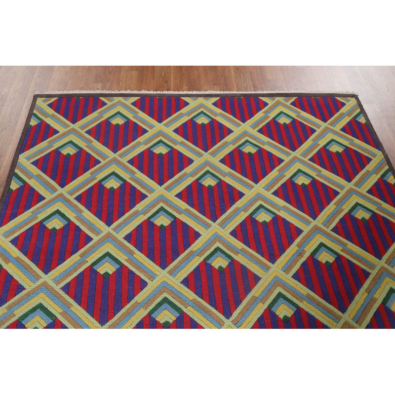 Tapis népalais Trellis en laine noué à la main 5 pi 7 po x 7 pi 11 po