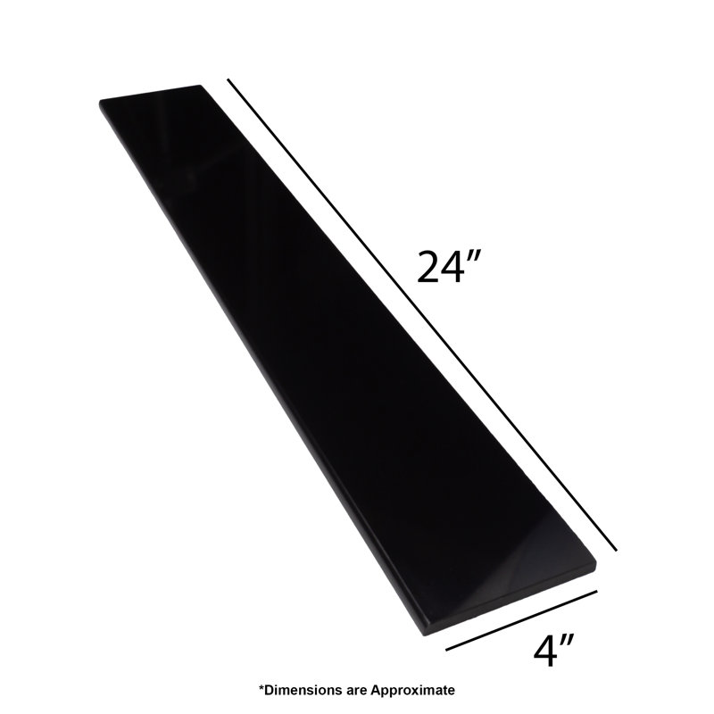 24" x 4" Polished Porcelain Bullnose Tile Trim in Absolute Black