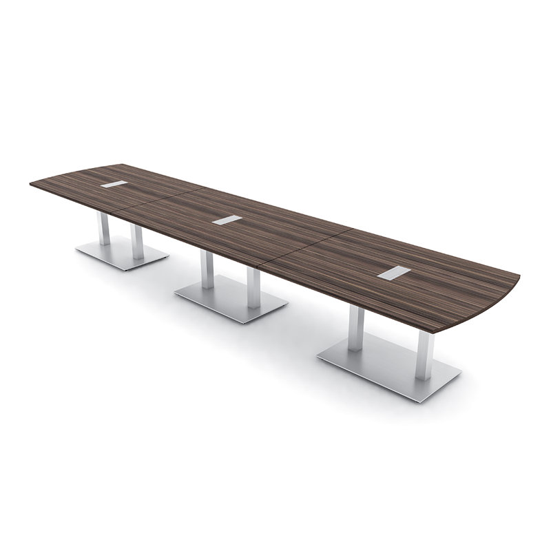 Table de conférence Pavert Arc Unité électrique, Argent, Eucalyptus naturel, H 30 po x l 216 po x P 48 po