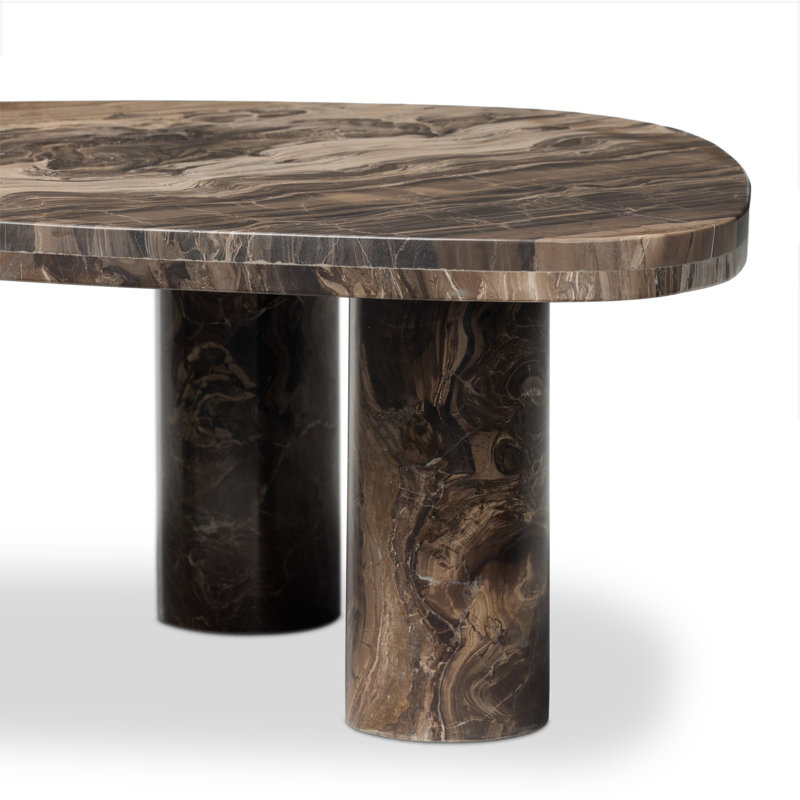 Zion Marble Coffee Table, 12.75" H x 25.5" L x 36" W