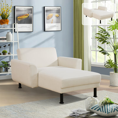 Beige Linen Living Room Chaise,46*59.5*29.5inch,79.35lb