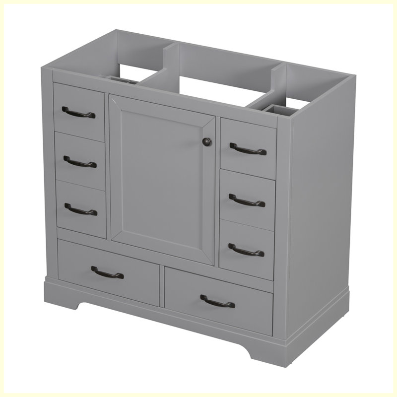 Meuble-lavabo moderne avec tiroir multifonctionnel, Gris