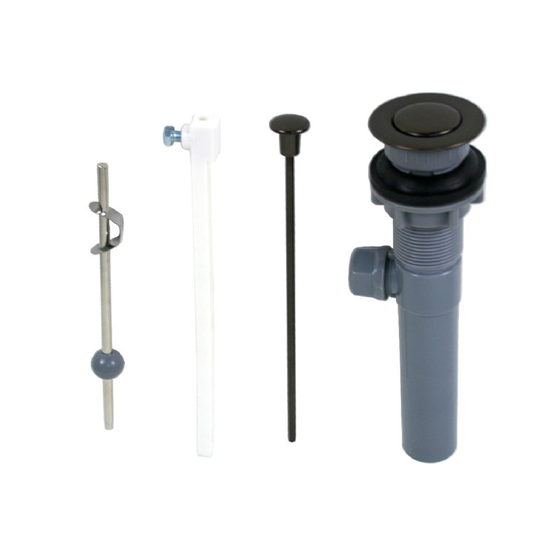 Drain escamotable non métallique pour lavabo de salle de bain avec trop-plein, Bronze huilé