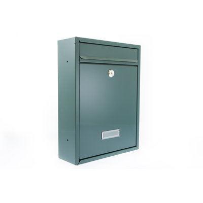 Trent Wall Mounted Galvanised Steel Lockable Weatherproof Post Box - 26x34x9cm