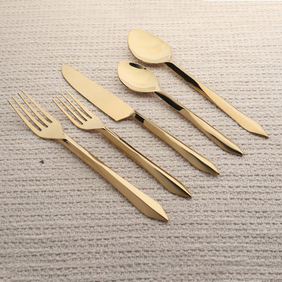 Estique Gold PVD 5 Pcs. Flatware Set