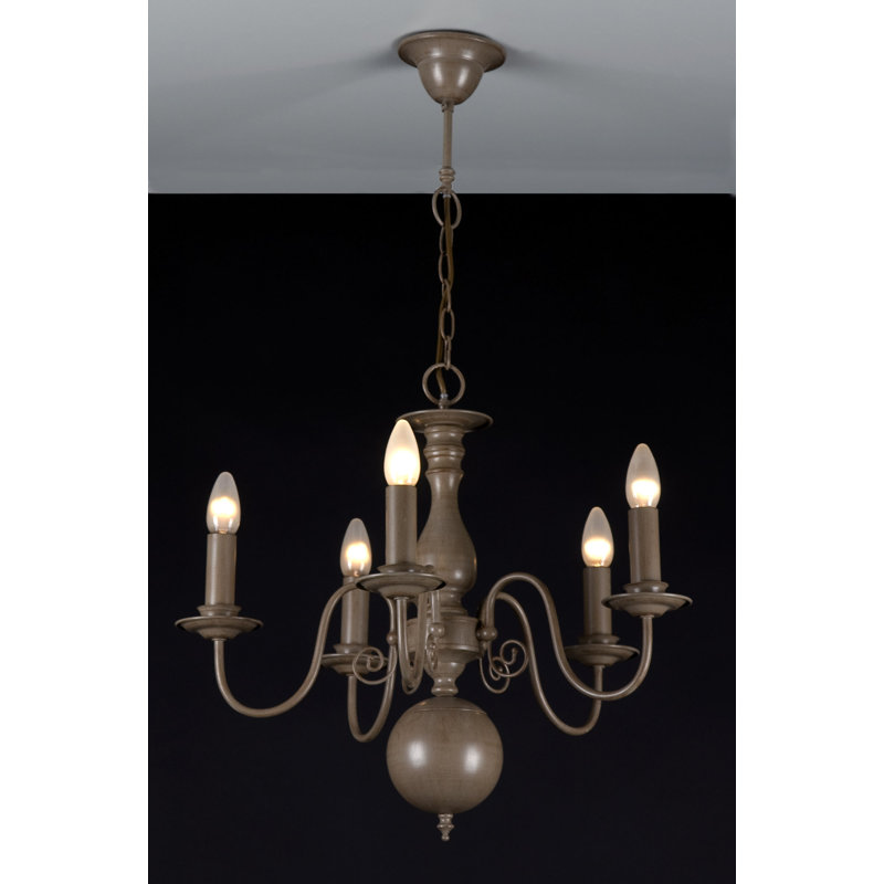 Doughton 5 - Light Candle Style Chandelier, Mauve Light