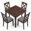 Ensemble de table de salle à manger carrée 5 pièces en bois, ensemble de table de cuisine compacte au fini noyer comprenant 4 chaises rembourrées rembourrées, mobilier de salle à manger peu encombrant-2072385356