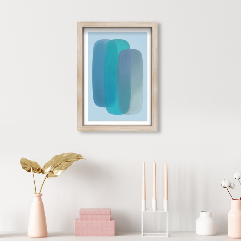 Teal Gradients Print by Oliver Gal, 16.5"H x 11.5"W, Natural Oak Shadowbox