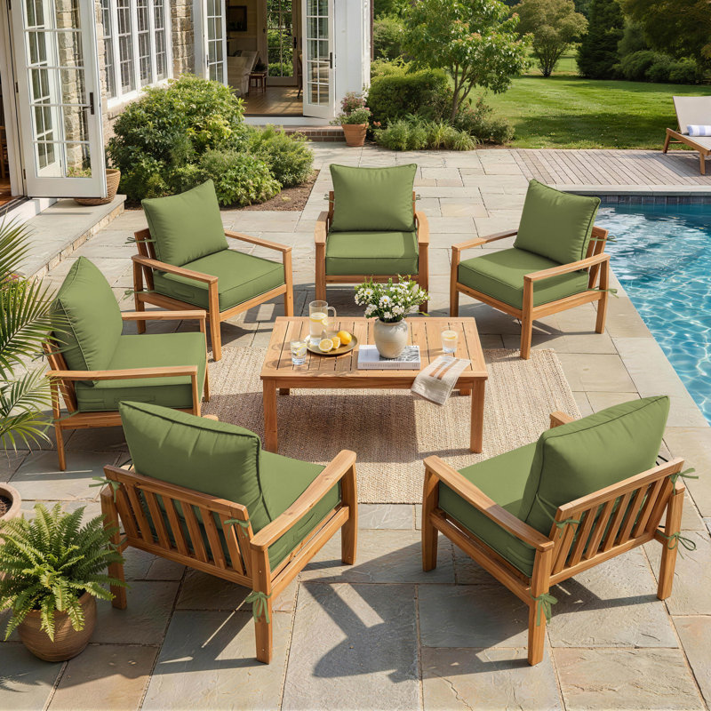 Coussins d'extérieur Braun 22 x 24 x 5 pour chaises de patio, coussins d'assise et de dossier pour intérieur/extérieur, coussins seulement (ensemble de 6)
