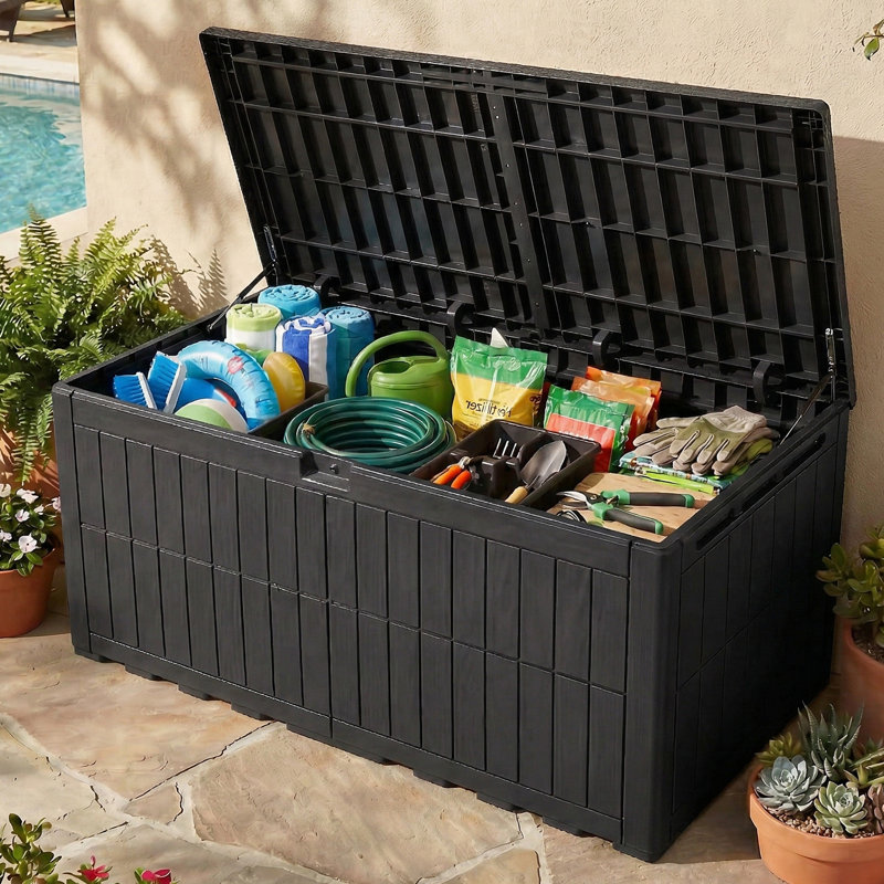 Coffre de terrasse 200 gallons avec serrure Balconera, 200, Noir