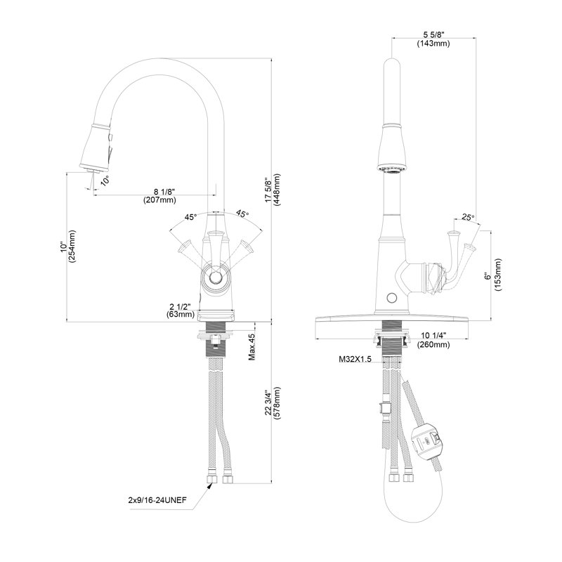 Robinet d'évier de cuisine à poignée simple sans contact avec plaque de pont JS 3 modes de pulvérisation