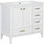 Meuble-lavabo 36 po avec lavabo en céramique, structure et pieds en pin massif, blanc, tiroirs, système de rangement multiple avec cadre en bois de 36 po, conception lisse, tiroir