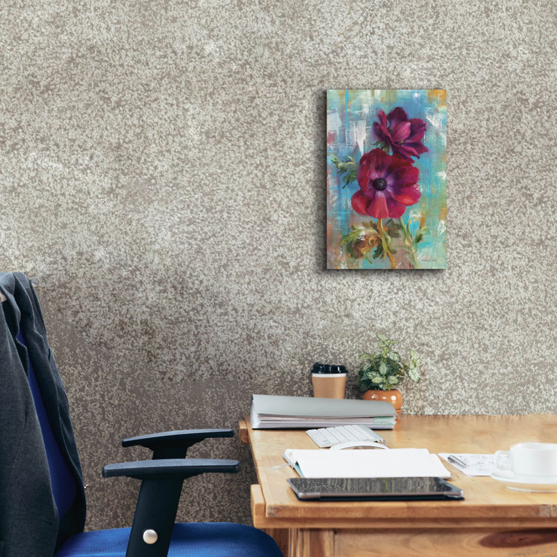 «Rich Anemones 1» par Danhui Nai, art mural sur toile, H 18 po x l 12 po