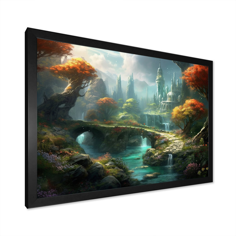 Impression sur toile Fairytale Castle I - Châteaux, H 12 po x l 20 po x P 1 po, Cadre simple noir
