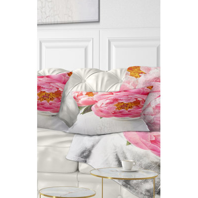 Coussin lombaire floral à fleur pivoine floral complet