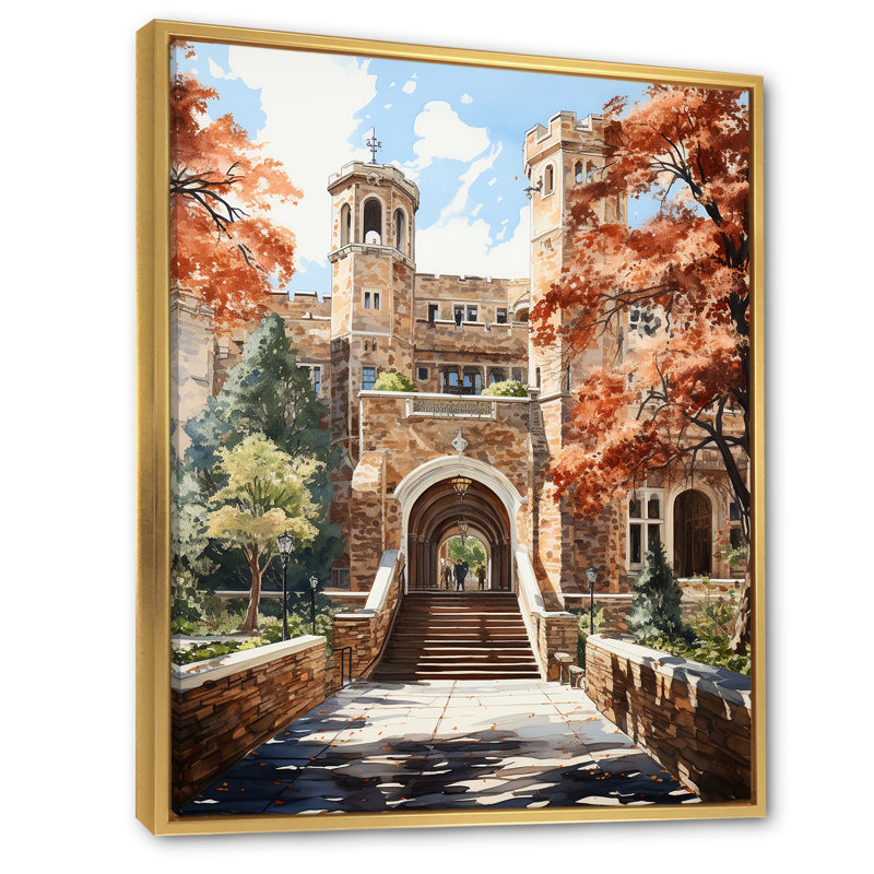 Université Crumlin Stanford extrêmement détaillée I, Cadre flottant doré, H 32 po x l 24 po x P 1 po
