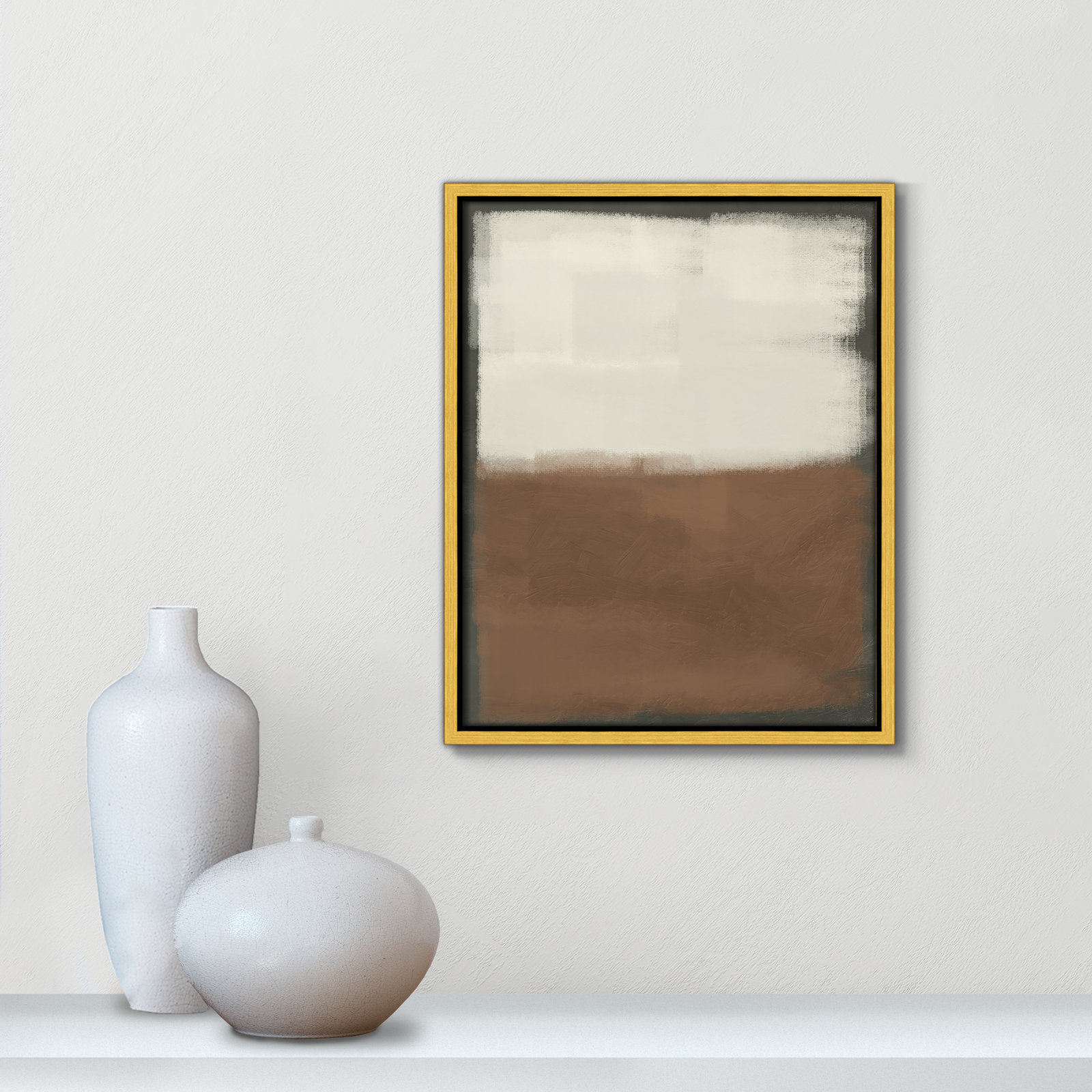 Alabaster Burst 2 - Floater Frame Print on Canvas, Gold , 15.5" H x 12.5" W x 2" D
