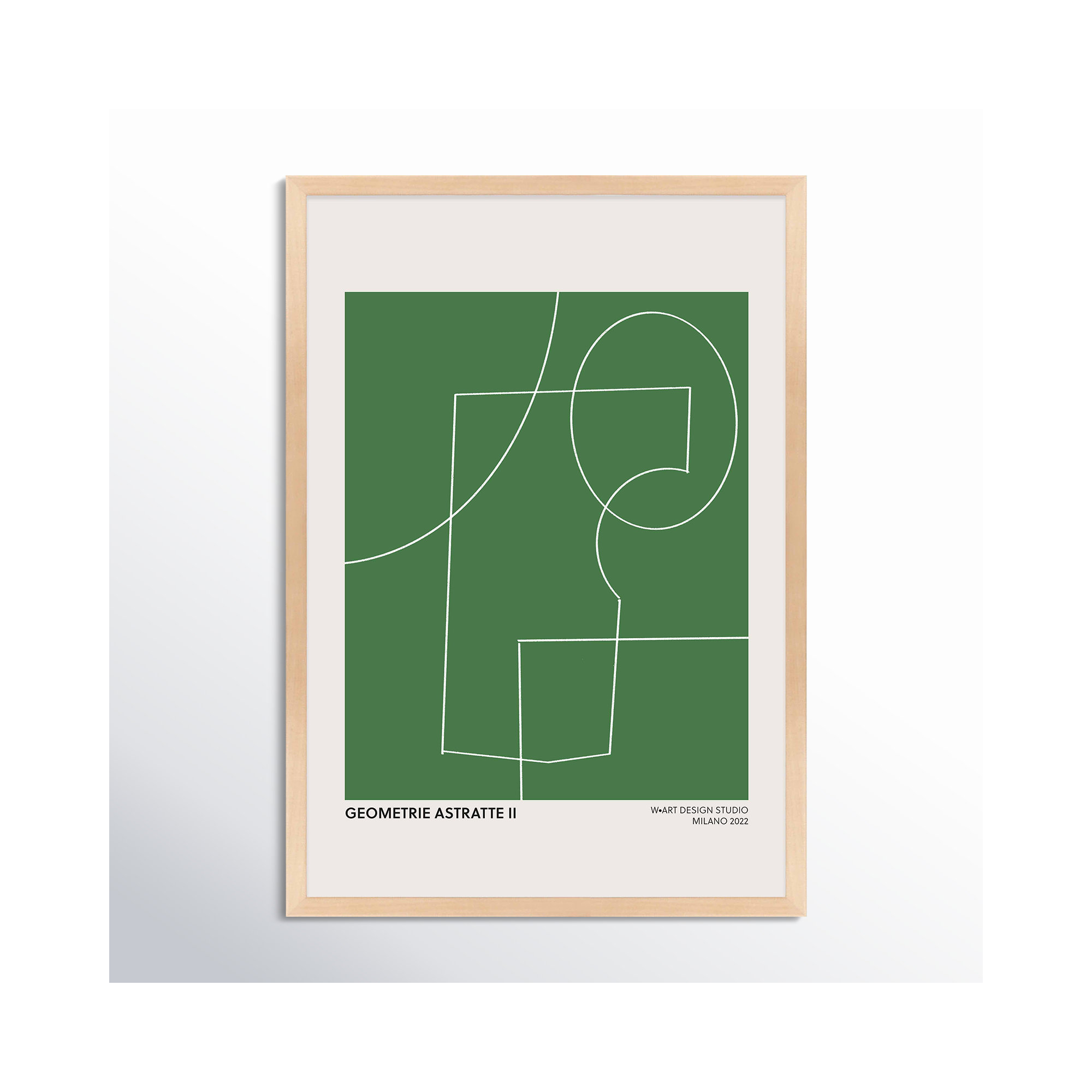 Geometric Abstraction In Green by Romina Gadler, 20" H x 14" W x 1.25" D, Maple
