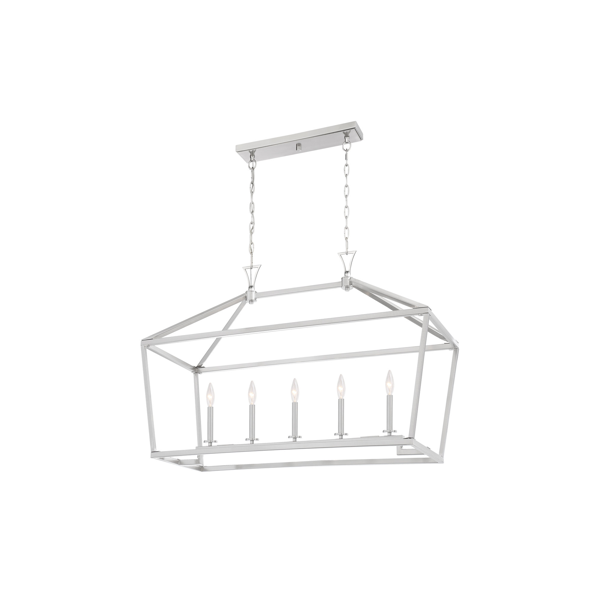 Hastings 5 Light Dimmable Pendant, Satin Nickel, 23.5" H x 44" W x 16" D