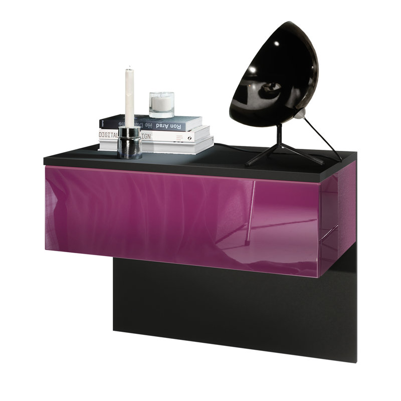 Nightstand Wasilewski, Blackberry, Black