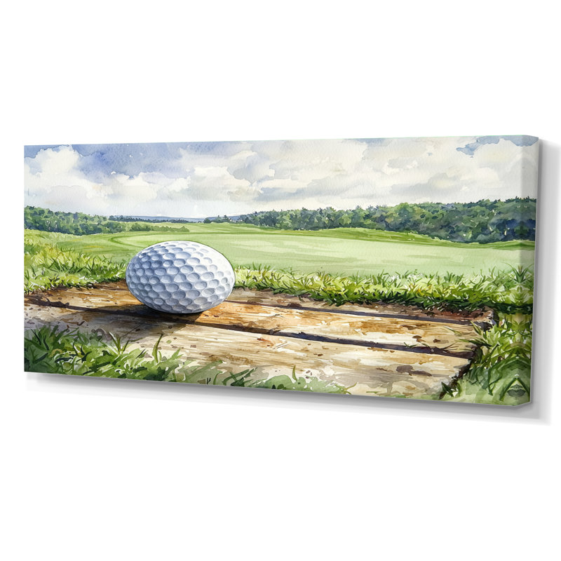 «Greens And Dreams Golf Course Landscape II», art mural sur toile de golf, H 28 po x l 60 po, Toile tendue, Ne s’applique pas