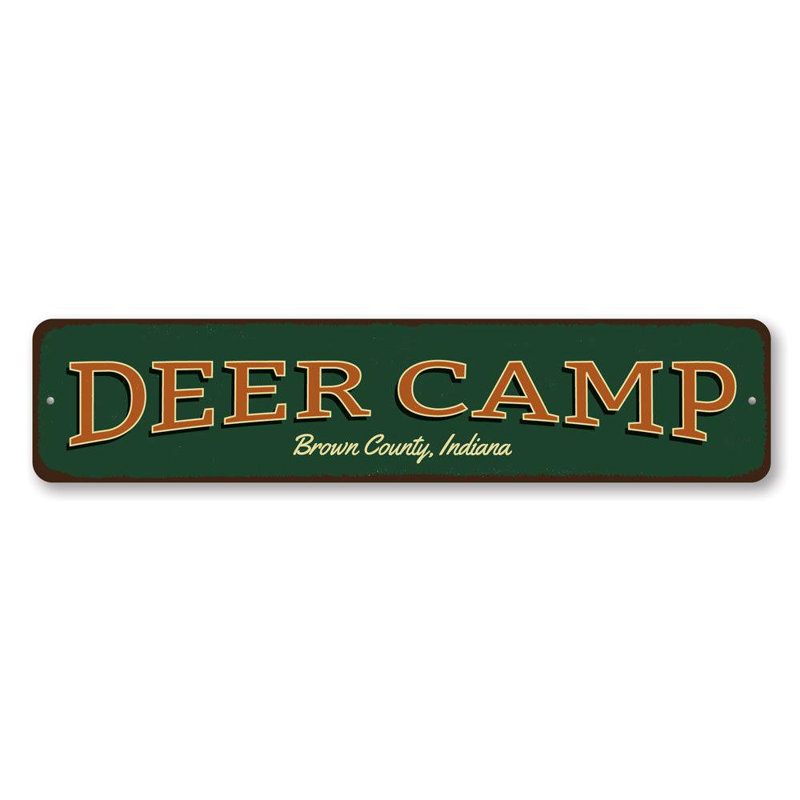 Enseigne en aluminium personnalisée Deer Camp, H 4 po x l 18 po x P 0,04 po