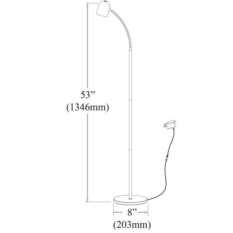 Sam 53'' LED Task Floor Lamp, Black