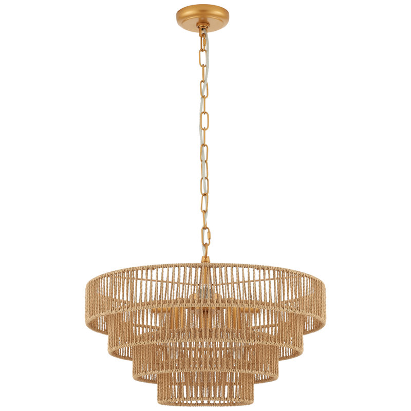 Suzette 6-Lights Hand-Woven Pendant Light 20 Inch, Gold