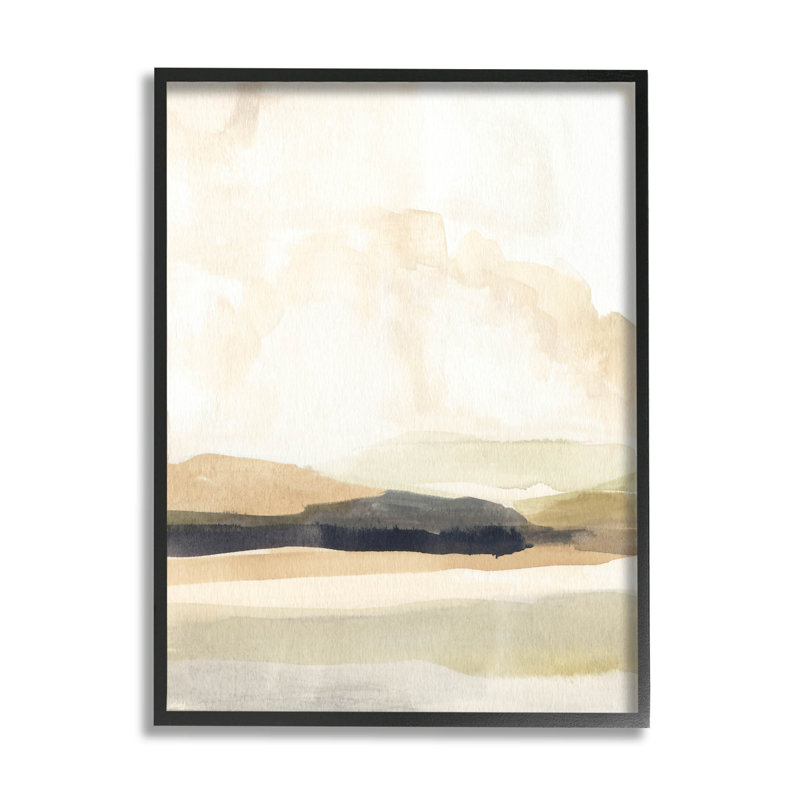 Scène de paysage figurative, estampe numérique par Annie Warren, H 14 po x l 11 po x P 1,5 po, Giclée encadrée noir minuit