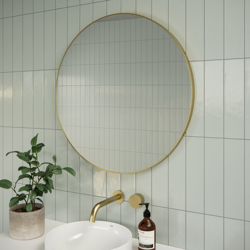 Miroir rond Leia, Laiton satiné, 28 po x 28 po